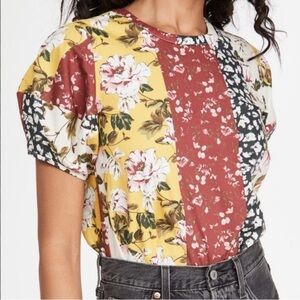 dRA Los Angeles Mojito Floral Patchwork ColorBlock Top